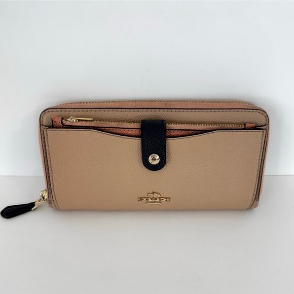 Coach Multifunction Zip Wallet Crossgrain Leather in Sunrise Multi F29940 - Picture 2 of 15